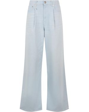 R13 Loose-Fit Cotton Jeans Wide-Leg - Blue