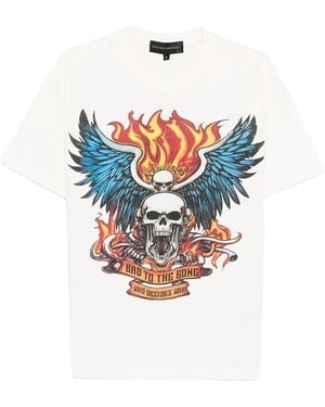 Who Decides War Graphic Print Short Sleeve Jumper Cotton T-Shirts - Blue