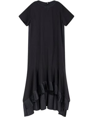 Sacai Cotton Dress With Pleated Details - Black
