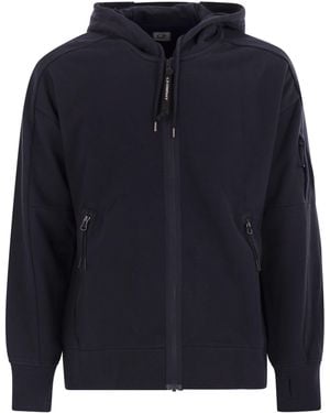 C.P. Company Sweatshirt With Zip, Hood And Lens - Blue