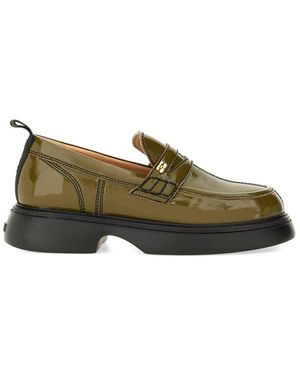 Ganni Loafer With Logo - Green