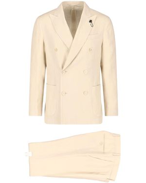 Lardini Double-Breasted Linen Suit - Natural