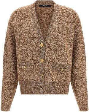 Versace Medusa 95 Button Cardigan Sweater, Cardigans - Brown