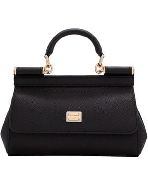 Dolce & Gabbana Handbag Sicily Small Grained Leather Handbags - Black