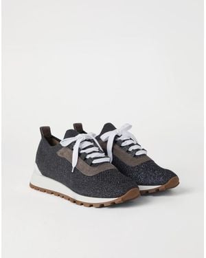 Brunello Cucinelli Volcano Lace Up Leather Sneakers - Blue