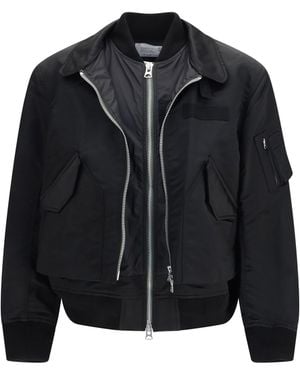 Sacai Cotton Chino And Nylon Twill Double Jacket Cotton - Black