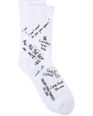 Golden Goose Slogan Printed Stretched Socks - White