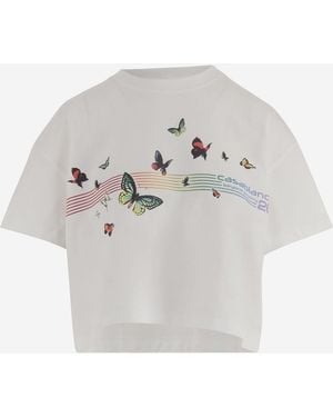 CASABLANCA Cotton T-Shirt With Logo Main: Organic T-Shirts & Jerseys - White