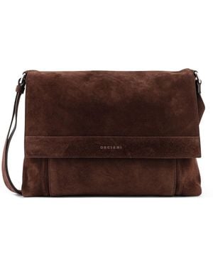 Orciani Peach Suede Messenger Bag - Brown