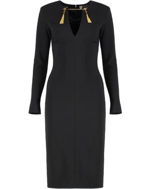 Elisabetta Franchi Crepe Mini Dress With Jewellery Chain Polyester - Black