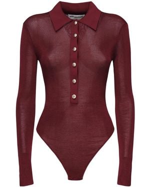 Self-Portrait Viscose Bodysuit - Red