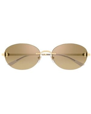 Cartier Cartier Eyewear Ct0642Sa002 Oval Rimless Sunglasses - Brown