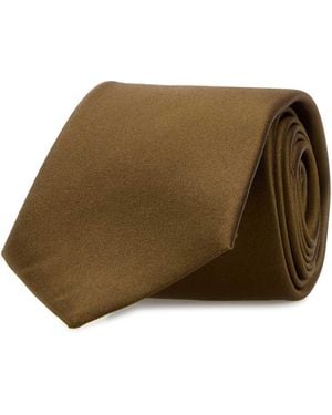 Saint Laurent Biscuit Satin Tie - Brown