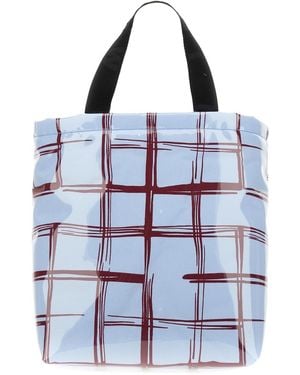 Marni Coated Canvas Tote Bag Shoulder - Blue