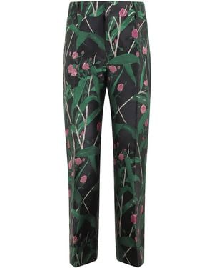 La DoubleJ Hendrix Cropped Bamboo Jacquard Trousers - Green