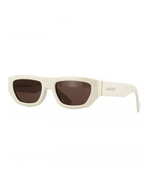 Gucci Sunglasses Rectangle Full Rim, Ivory Frame And Lens Gg1134S003 - Brown