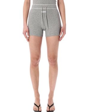 Marine Serre Ribbed Drawstring Shorts - Grey