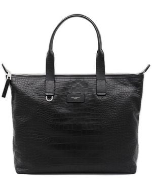 Dolce & Gabbana Logo Patch Embossed Tote Bag - Black