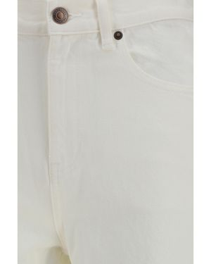 Tory Burch Straight-Leg Jeans With T Monogram Cuffs - White