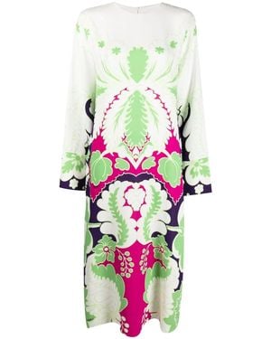 Valentino Floral Print Silk Midi Dress - White