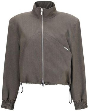 The Attico Brown Wool Oves Aries Bomber - Grey