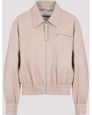 Jil Sander Leather Blouson Soft Nappa Ovine Jacket - Natural
