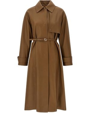 Fendi Nappa Trench Coat - Natural