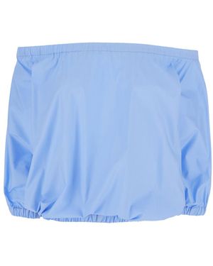 Le Plain Top With Round Neck And Short Sleeves For Cotton Tops - Blue