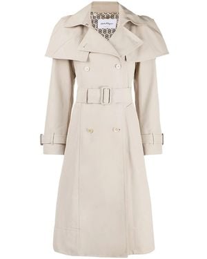 Ferragamo Trench Clothing - Natural