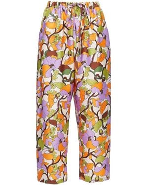 La DoubleJ Floral Drawstring Waist Pants - Blue