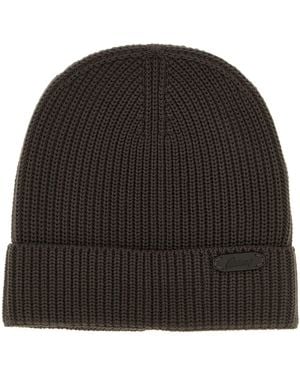 Brioni Ribbed Wool Beanie - Black