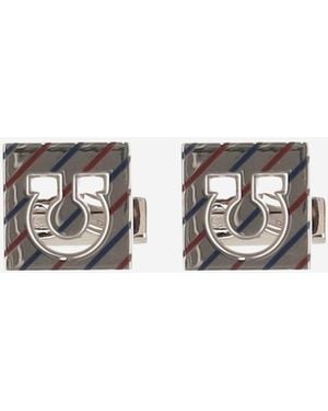 Ferragamo Cummerbund Clasps Square Brass Accessory - Metallic