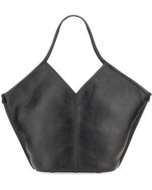 Hereu Tote Bag Calella Distressed Leather Handbags - Black