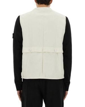Stone Island Vests With Logo Cotton Elastane Waistcoats & Gilets - Black