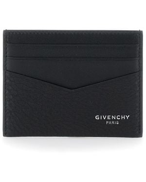 Givenchy Card Holder V Detail Leather Calf Accessory - Black
