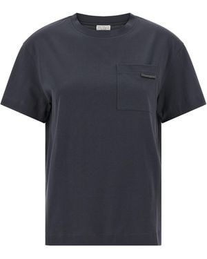Brunello Cucinelli Cotton T-Shirt - Blue