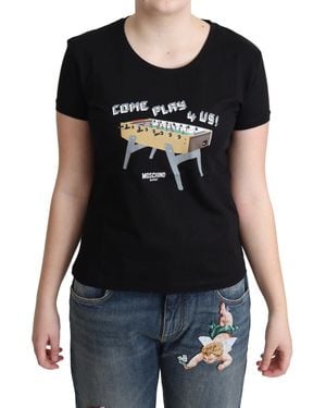 Moschino Cotton Come Play 4 Us Print Tops T-Shirt - Black