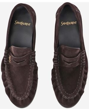 Saint Laurent Loafers Suede Calfskin - Brown