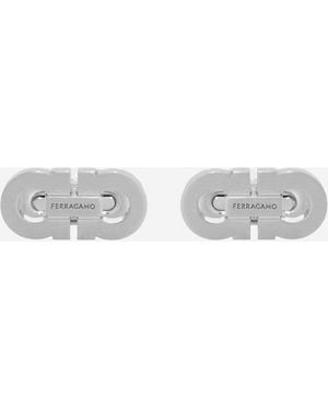 Ferragamo Brass Cufflinks With Engraved Logo Accessory - White