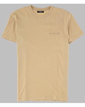 Balmain T-Shirt Vintage Logo Cotton T-Shirts - Natural