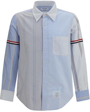 Thom Browne Funmix Striped Oxford Shirt Cotton - Blue