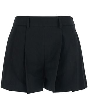 Le Plain Shorts Pleates Mini With Pockets And High Waist Tech Fabric Bermuda - Black