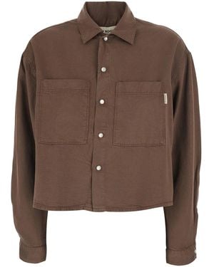 Roy Rogers Fatigue Shirt With Classic Collar And Long Sleeves Tencell For Blouses - Brown