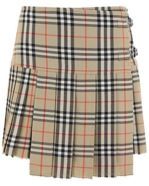 Burberry Beige Wool Oves Aries Mini Skirt - Multicolor