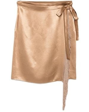 THE NINA STUDIO Fringe-Trimmed Wrap Skirt - Natural