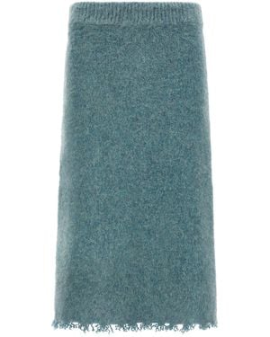 Jil Sander Brushed Shetland Wool Knit Skirt - Blue
