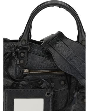 Balenciaga Shoulder Bag Le City Mini Lambskin Leather - Black