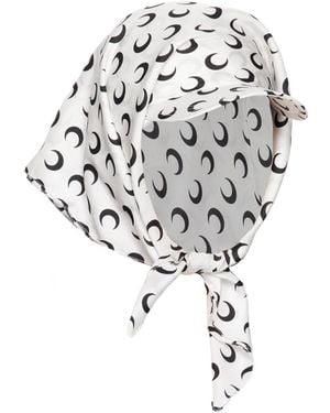 Marine Serre Moon Silk Hat With Scarf - White