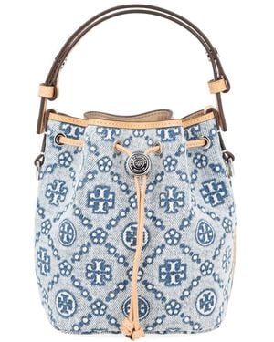 Tory Burch Borsa A Secchiello T-Monogram Mini - Blue
