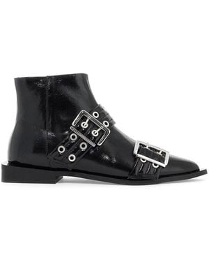 Ganni Ankle Boots With Buckles - Black